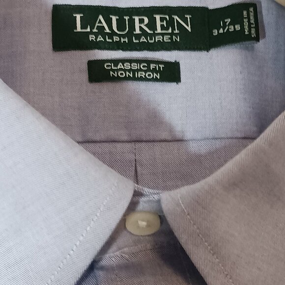 Lauren Ralph Lauren Classic Fit Non Iron Blue Button-up Shirt Size 17 34/15 - Picture 6 of 9